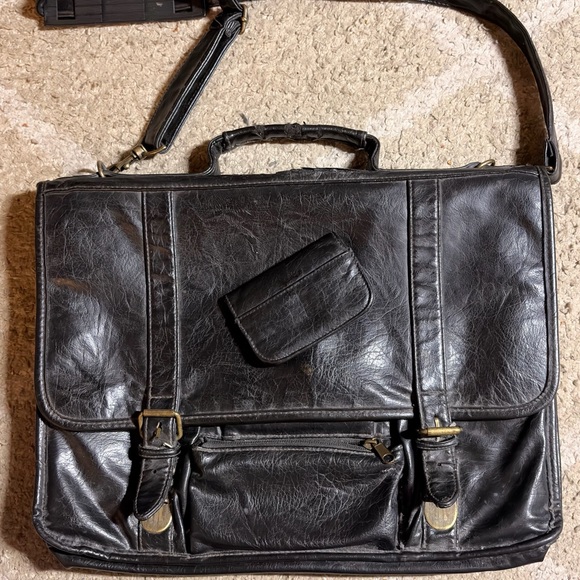 Vintage "Genuine Italian Leather" Men's Laptop briefcase black - Picture 6 of 8